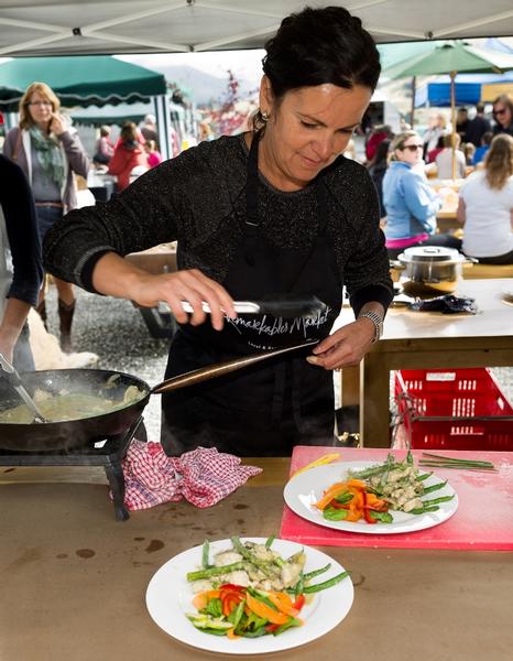 Remarkables Market Chef competition winner Lee Vandergeest dishing up her main course